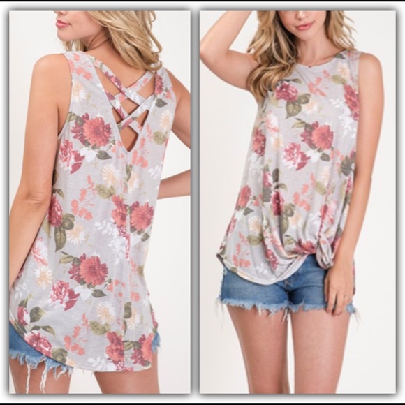 🎈Nicole- grey floral sleeveless top - Picture 6 of 10